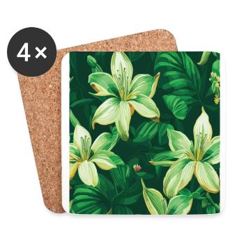 Lilie Lilien Muster Blumen Pflanze Natur - Untersetzer (4er-Set) - Weiß - Vorne