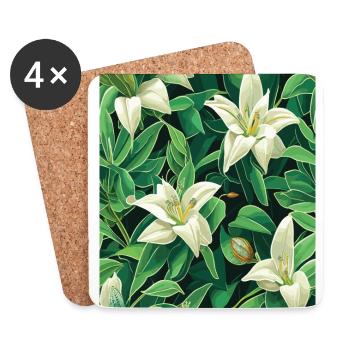 Lilie Lilien Muster Blumen Pflanze Natur - Untersetzer (4er-Set) - Weiß - Vorne