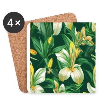 Lilie Lilien Muster Blumen Pflanze Natur - Untersetzer (4er-Set) - Weiß - Vorne