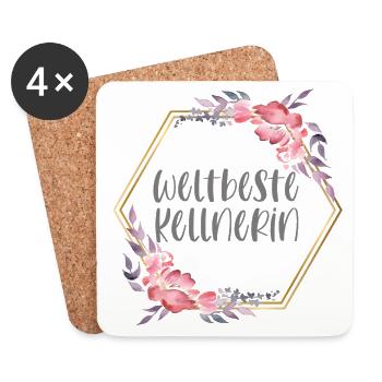 Weltbeste Kellnerin Kellnern Beruf Geschenk - Untersetzer (4er-Set) - Weiß - Vorne