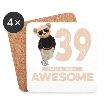 39 Years of being Awesome Teddy Bear - Coasters (set of 4) - white - Front