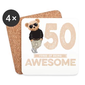 50 Years of being Awesome Teddy Bear - Coasters (set of 4) - white - Front