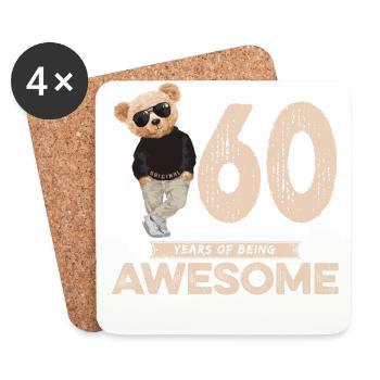 60 Years of being Awesome Teddy Bear - Untersetzer (4er-Set) - Weiß - Vorne