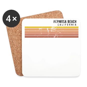 Retro Hermosa Beach Californie Vintage Vacances - Dessous de verre (lot de 4) - blanc - Devant