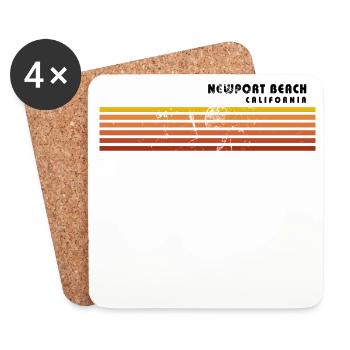 Retro Newport Beach Californie Vintage Vacances - Dessous de verre (lot de 4) - blanc - Devant