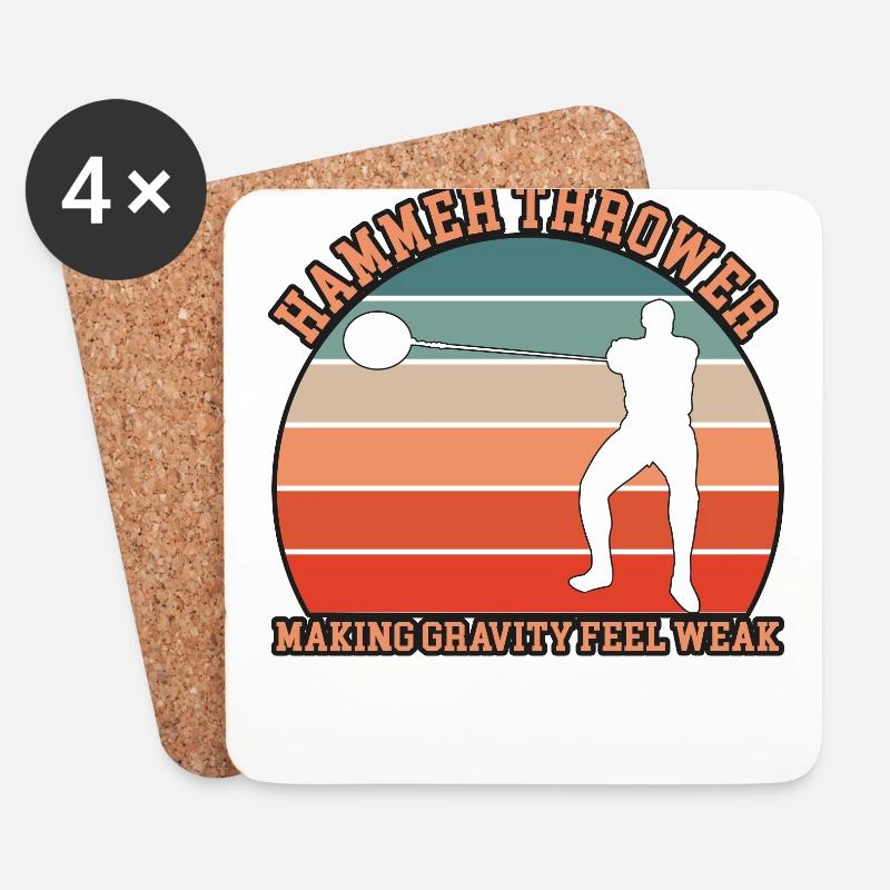 Hammerwerfer Design - Untersetzer (4er-Set) - Weiß