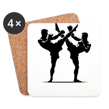 Muay Thai Fighter Design - Coasters (set of 4) - white - Front