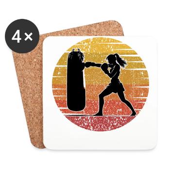 Kickboxing Woman Kickboxer - Coasters (set of 4) - white - Front
