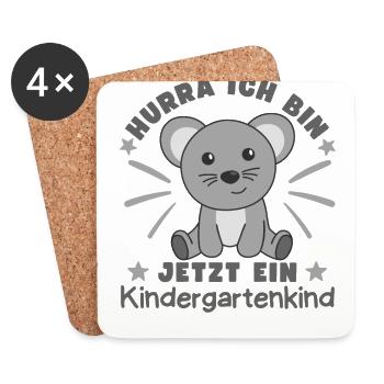Hurra Ich Bin Jetzt Ein Kindergartenkind Maus - Untersetzer (4er-Set) - Weiß - Vorne