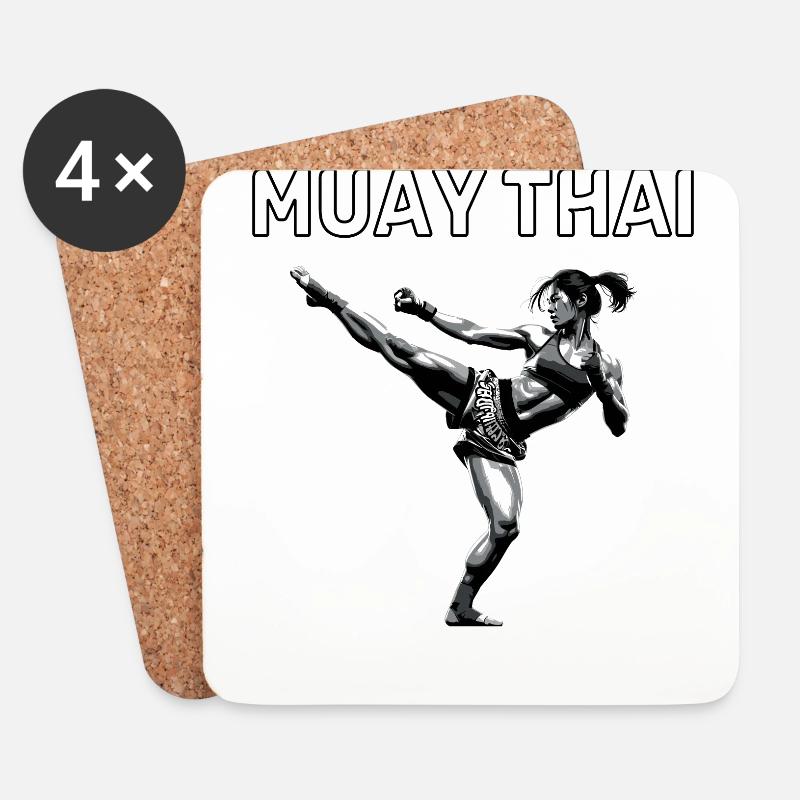 Muay Thai Mädchen - Untersetzer (4er-Set) - Weiß