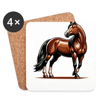 Design de Quarter Horse marron - Dessous de verre (lot de 4) - blanc - Devant