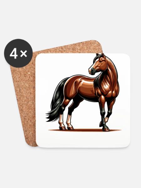 Braunes Quarter Horse Design - Untersetzer (4er-Set) - Weiß