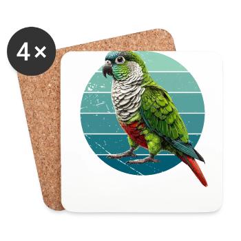 Green Cheeked Conure Illustration Conure Parrot - Coasters (set of 4) - white - Front