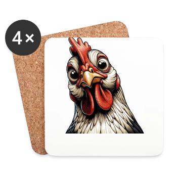 Funny Chicken Chicken Funny Image - Coasters (set of 4) - white - Front