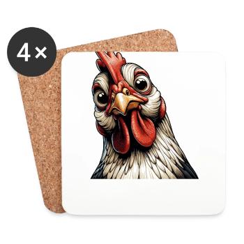 Funny Chicken Chicken Funny Image - Coasters (set of 4) - white - Front