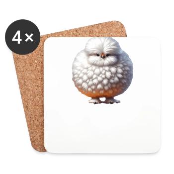 Silkie Poulet Poulet Moelleux Fille - Dessous de verre (lot de 4) - blanc - Devant