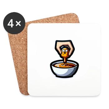 Croquettes de poulet drôle pépite de poulet dessin - Dessous de verre (lot de 4) - blanc - Devant