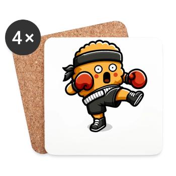 Funny Chicken Nuggets Kickboxing Boxing Lover - Coasters (set of 4) - white - Front