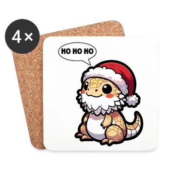Niedliche Bartagame Weihnachtseidechse Gecko - Untersetzer (4er-Set) - Weiß - Vorne