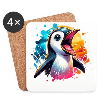 Schreiende Pinguine Pinguinfamilie niedlich - Untersetzer (4er-Set) - Weiß - Vorne