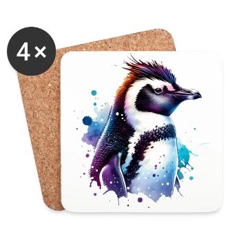 Crested Penguin Cute Penguin - Coasters (set of 4) - white - Front