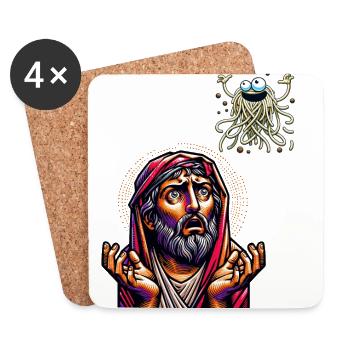Lustiges atheistisches fliegendes Spaghettimonster zu Weihnachten - Untersetzer (4er-Set) - Weiß - Vorne