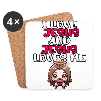 Niedliche Jesus Kawaii Geschenk Christliches Mädchen - Untersetzer (4er-Set) - Weiß - Vorne