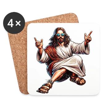Tanzen Jesus Break Dancing Jesus Lustig Jesus t - Untersetzer (4er-Set) - Weiß - Vorne