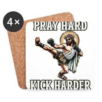 Funny Muay Thai Lord Jesus saying Christian Gift - Coasters (set of 4) - white - Front