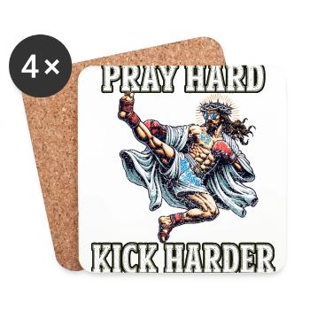 Lustiger Muay Thai Jesus sagt Kickboxen Christ - Untersetzer (4er-Set) - Weiß - Vorne