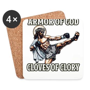 DrôleJésus Dieu Muay Thai Christian Cadeau - Dessous de verre (lot de 4) - blanc - Devant