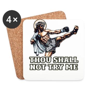 Funny Muay Thai Lord Jesus saying Christian Gift - Coasters (set of 4) - white - Front