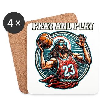 Lustige Basketball-Grafik Jesus Christliches Geschenk - Untersetzer (4er-Set) - Weiß - Vorne