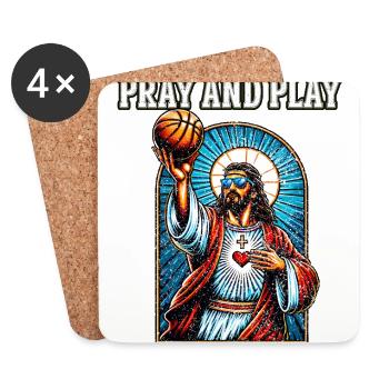 Drôle de conception de basket-ball Jésus Christian cadeau - Dessous de verre (lot de 4) - blanc - Devant
