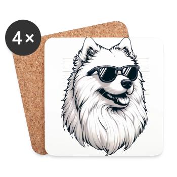 Samojeden Hund Geschenke Niedlicher Samojeden Hund Grafik - Untersetzer (4er-Set) - Weiß - Vorne