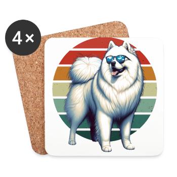 Samojeden Hund Geschenke Niedlicher Samojeden Hund Grafik - Untersetzer (4er-Set) - Weiß - Vorne