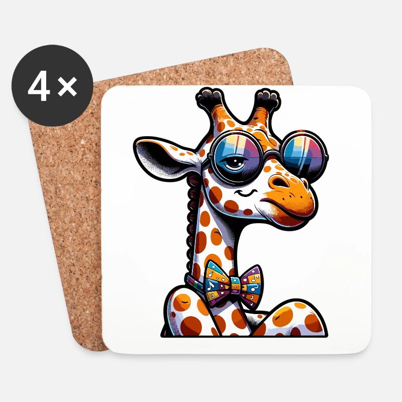 Niedliche Giraffe Gezeichnete Giraffe - Untersetzer (4er-Set) - Weiß