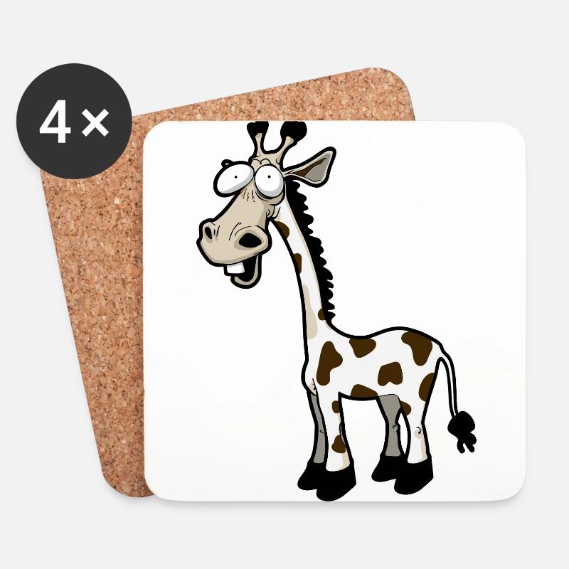Lustige Giraffe Gezeichnete Giraffe - Untersetzer (4er-Set) - Weiß