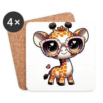 Niedliche Giraffe gezeichnete Giraffe Giraffen Geschenk - Untersetzer (4er-Set) - Weiß - Vorne