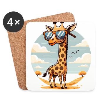 Niedliche Giraffe gezeichnete Giraffe Giraffen Geschenk - Untersetzer (4er-Set) - Weiß - Vorne