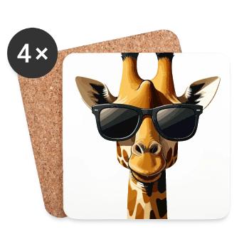 Lustige Giraffen gezeichnete Giraffe Geschenk - Untersetzer (4er-Set) - Weiß - Vorne