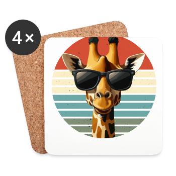 Lustige Giraffen gezeichnete Giraffe Geschenk - Untersetzer (4er-Set) - Weiß - Vorne