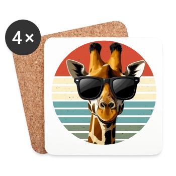 Lustige Giraffen gezeichnete Giraffe Geschenk - Untersetzer (4er-Set) - Weiß - Vorne