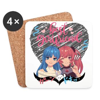 Best girlfriends pink heart - Dessous de verre (lot de 4) - blanc - Devant
