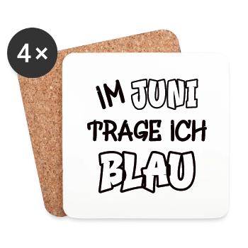 In June I wear blue saying play of colors color - Coasters (set of 4) - white - Front