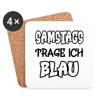 Samstags trage ich blau Spruch Farbenspiel Farbe - Untersetzer (4er-Set) - Weiß - Vorne