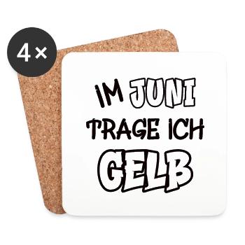 Im Juni trage ich gelb Spruch Farbe gelb - Untersetzer (4er-Set) - Weiß - Vorne