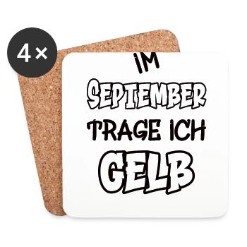 Im September trage ich gelb Spruch Farbe gelb - Untersetzer (4er-Set) - Weiß - Vorne