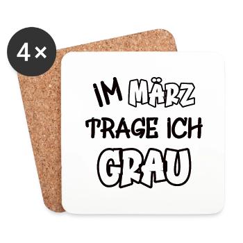 In March I wear gray saying color gray - Coasters (set of 4) - white - Front