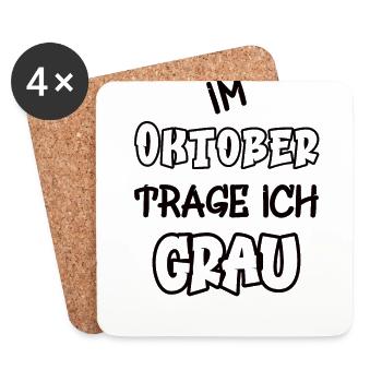 In October I wear gray saying color gray - Coasters (set of 4) - white - Front